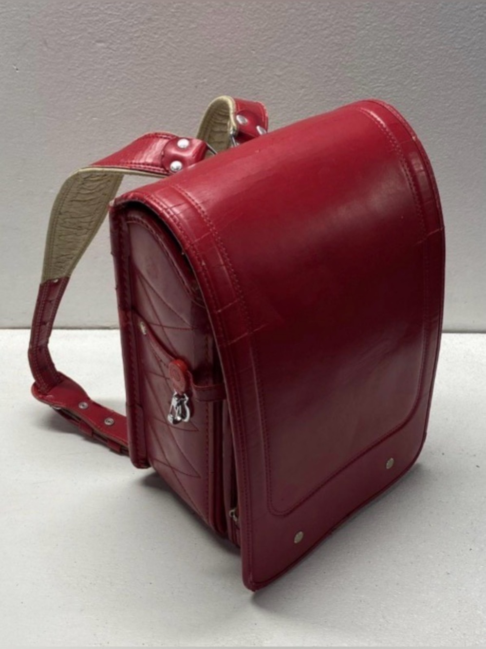 RARE back to school Vintage RARA Randoseru Japanese Red Leather Backpack